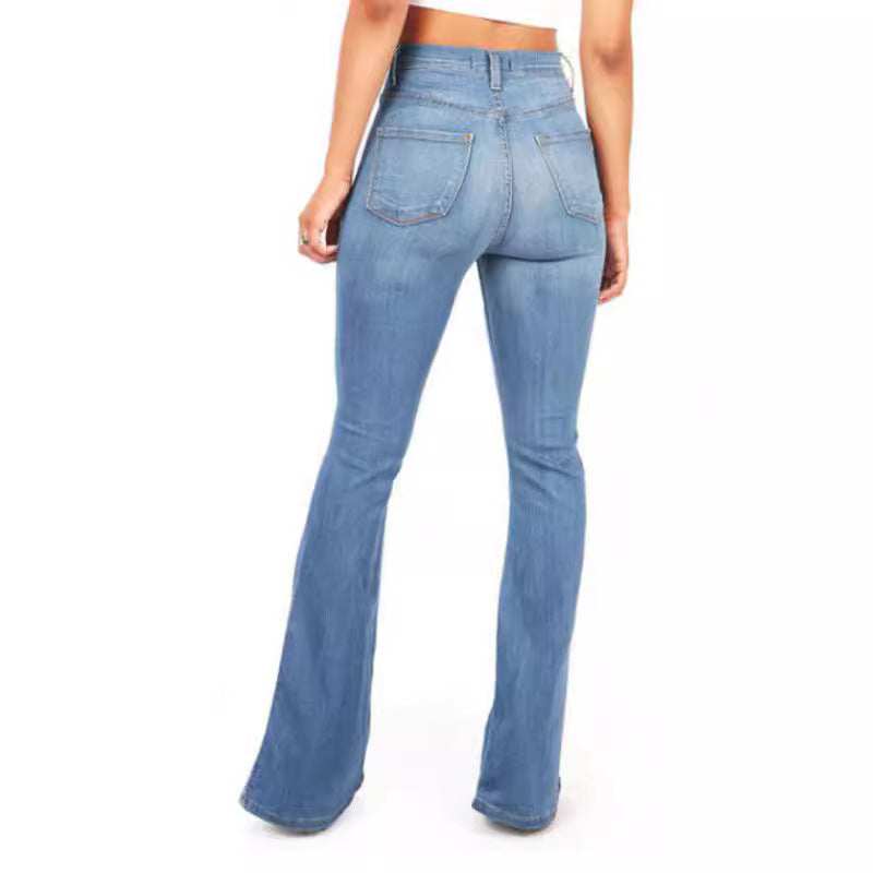 Stretch slim fit wide leg jeans for women