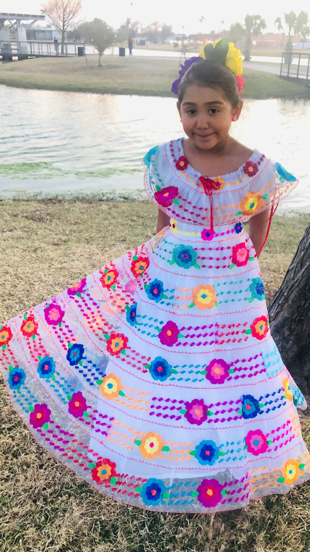 Mexican Chiapaneca Dress for Girls White