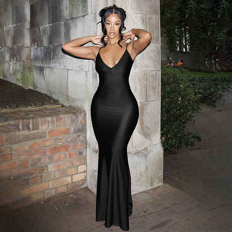 Style Fashion Sexy Crop Top Backless Slim Fit Bodycon Dress
