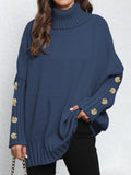 Button-Detail Turtleneck Sweater