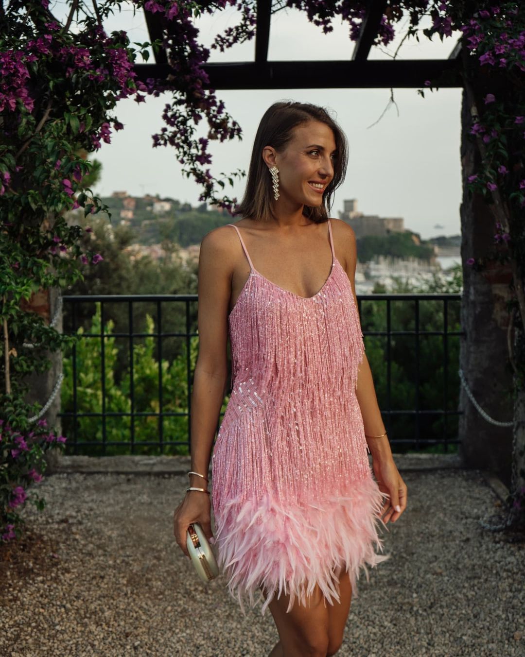 Sequin Fringe & Feather Party Dress