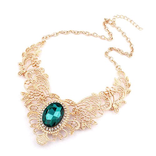 Rhinestone Floral Statement Necklace