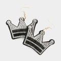 Felt Back Bling Crown Dangle Earrings