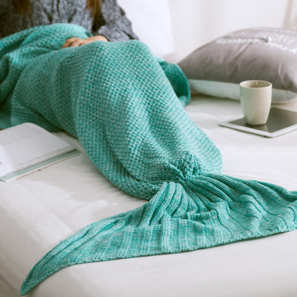 Knitted Mermaid Tail Blanket for Kids & Adults