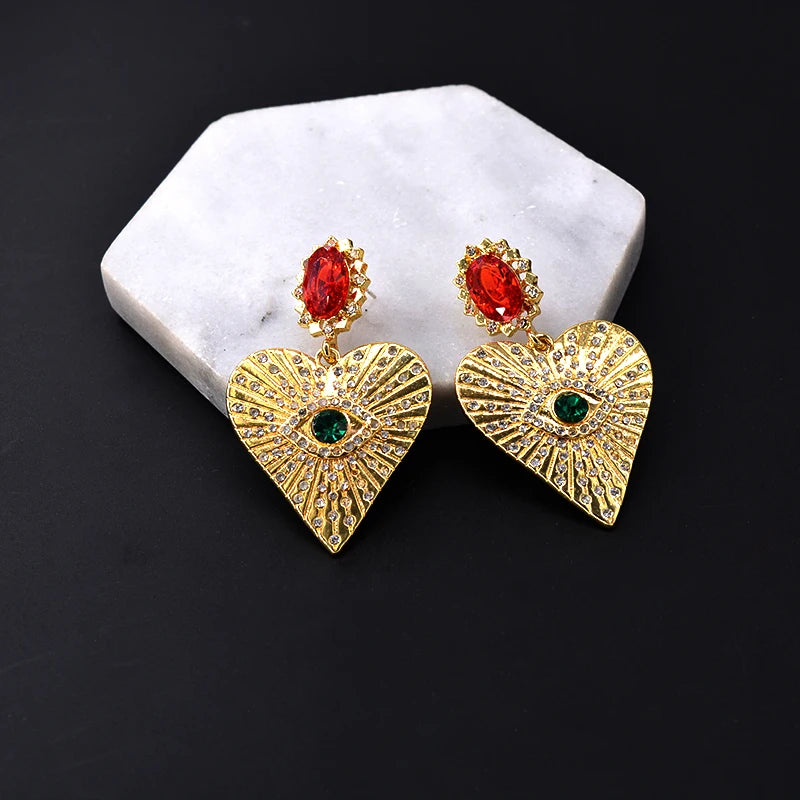 Crystal Heart Drop Earrings