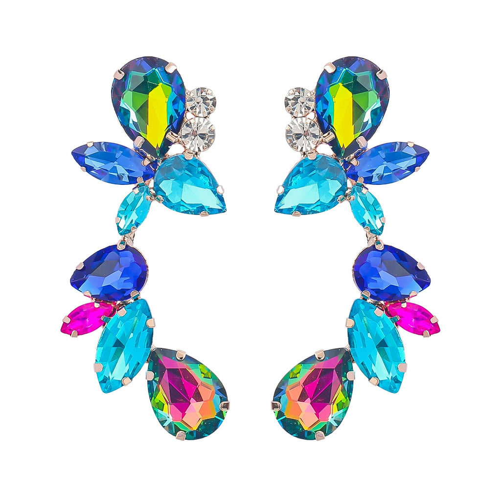Rhinestone Floral Dangle Earrings