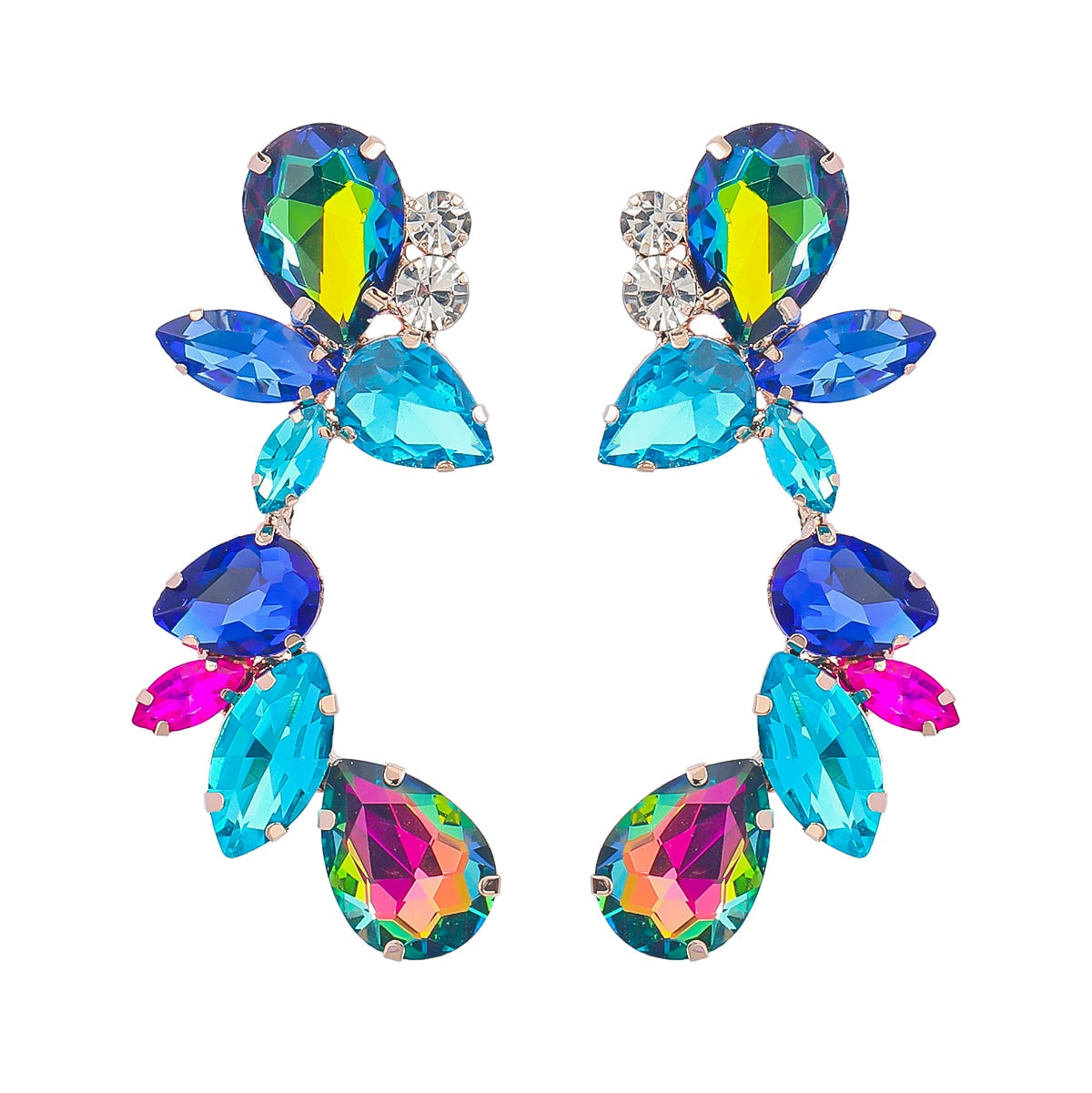 Rhinestone Floral Dangle Earrings