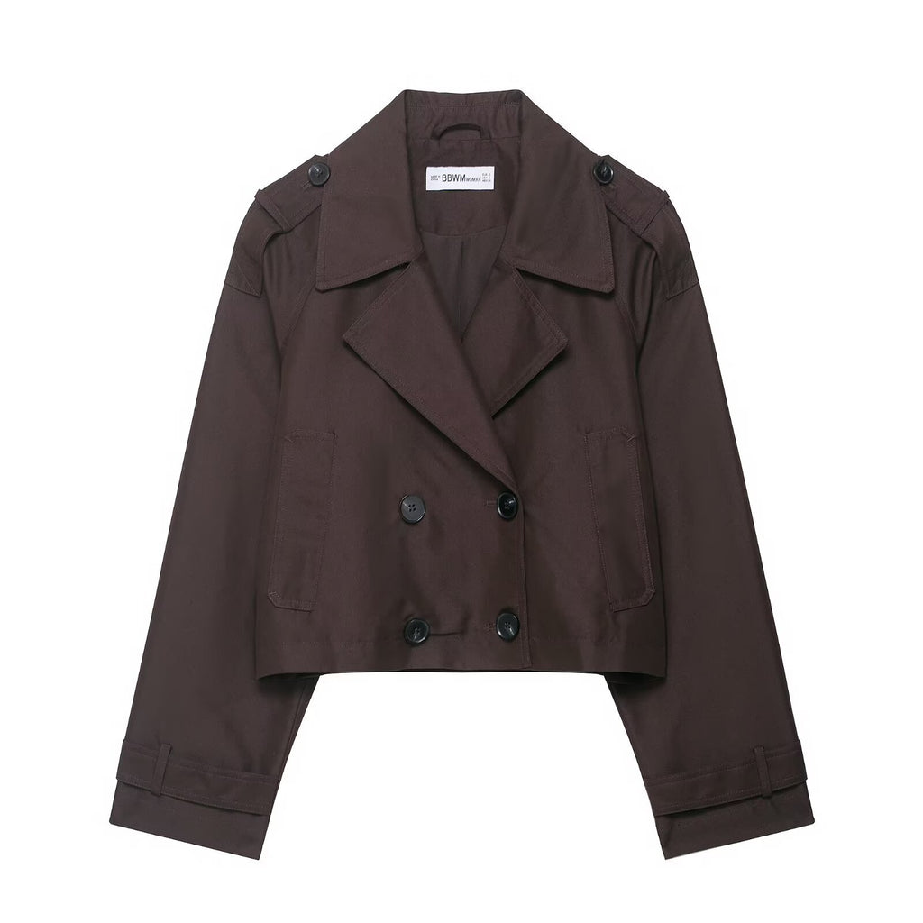 Cropped Double-Breasted Trench Coat