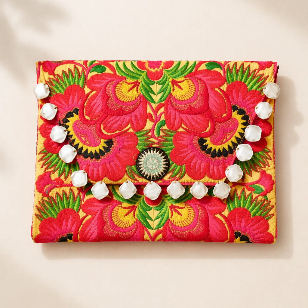 Hmong Embroidered Carnival Coin Clutch | iPad Bag - Thailand