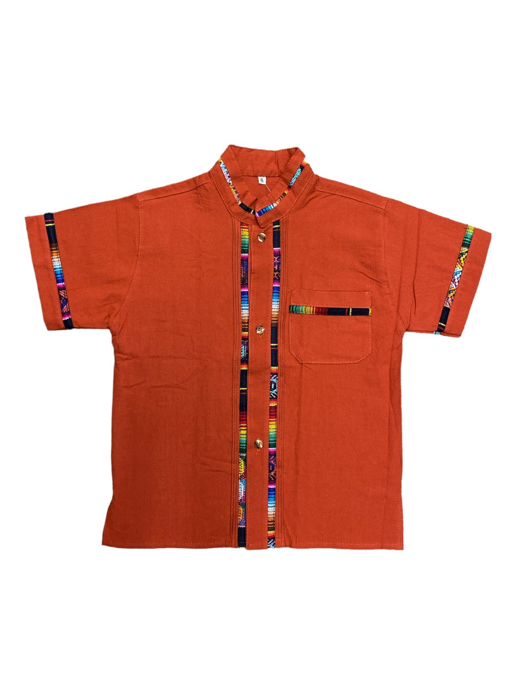 Boys Guayabera Coralllo Burnt Orange