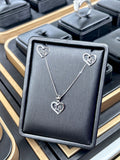 Quinceañera Necklace & Heart Earrings Set — Sterling Silver 925