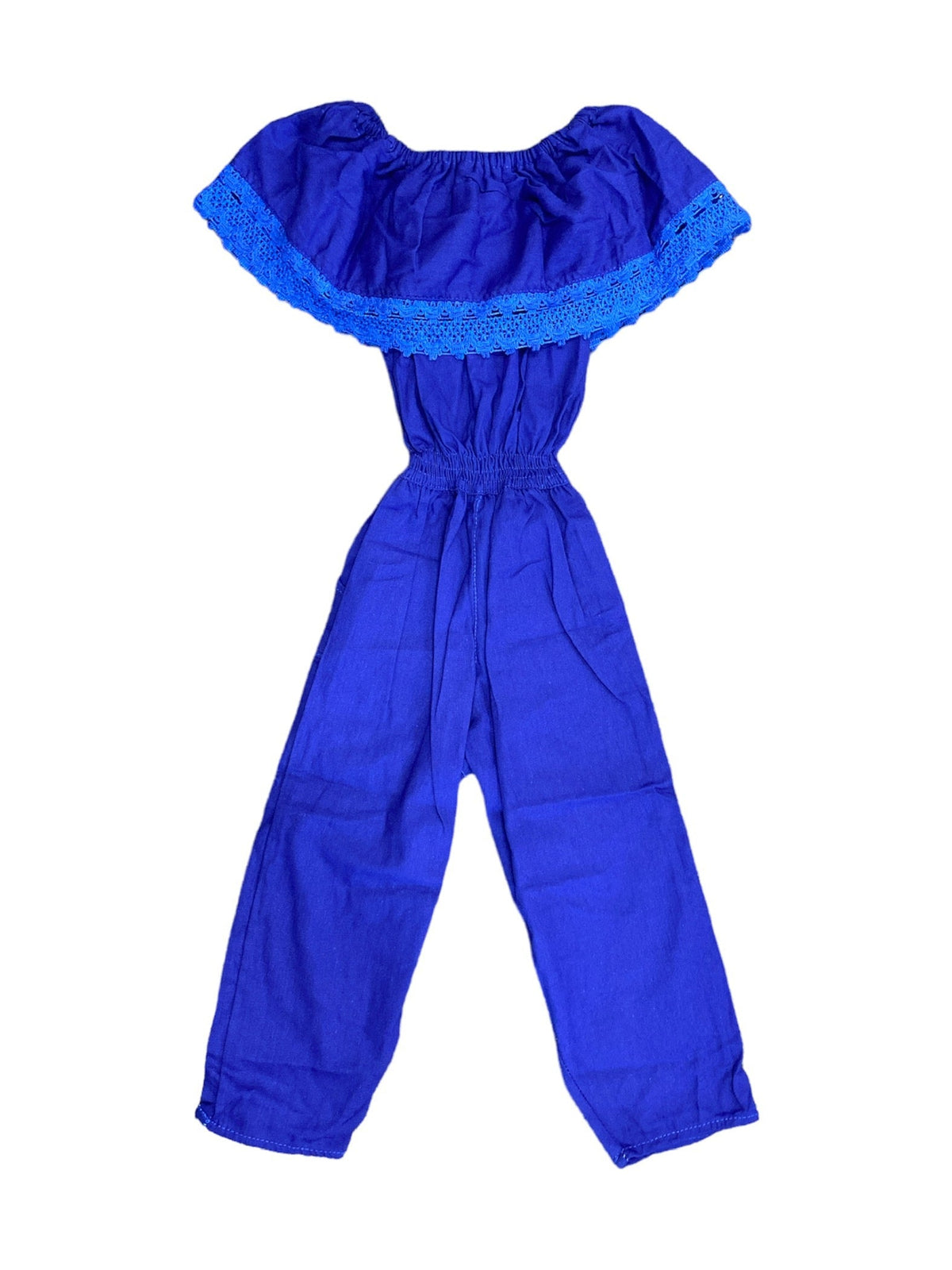 Girls' Mexican Embroidered Jumpsuit — Royal Blue
