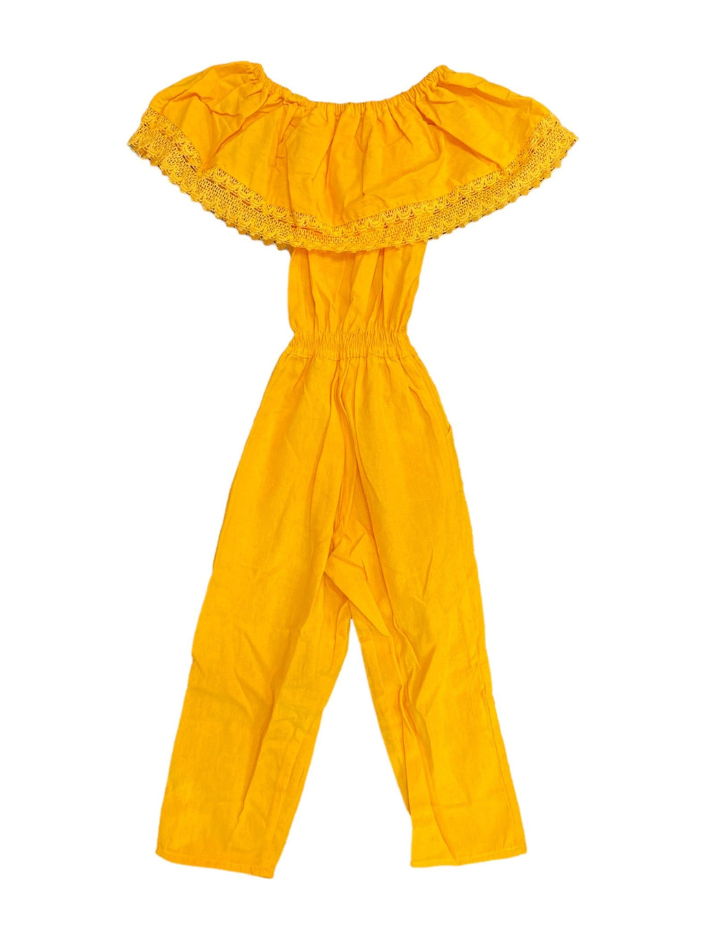 Girls' Mexican Embroidered Jumpsuit — Yellow