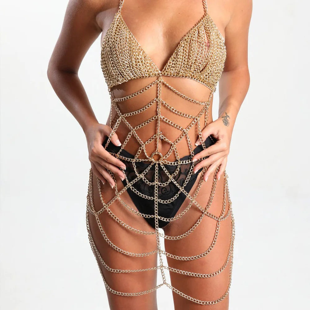 Spiderweb Crystal Body Chain Set