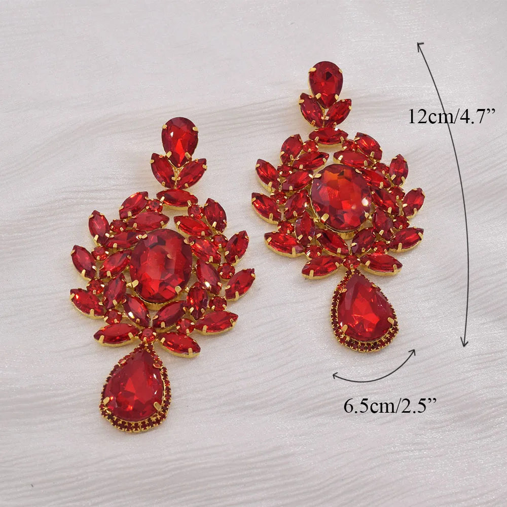 Oversized Glass Gemstone Drop Earrings | 4.7-Inch