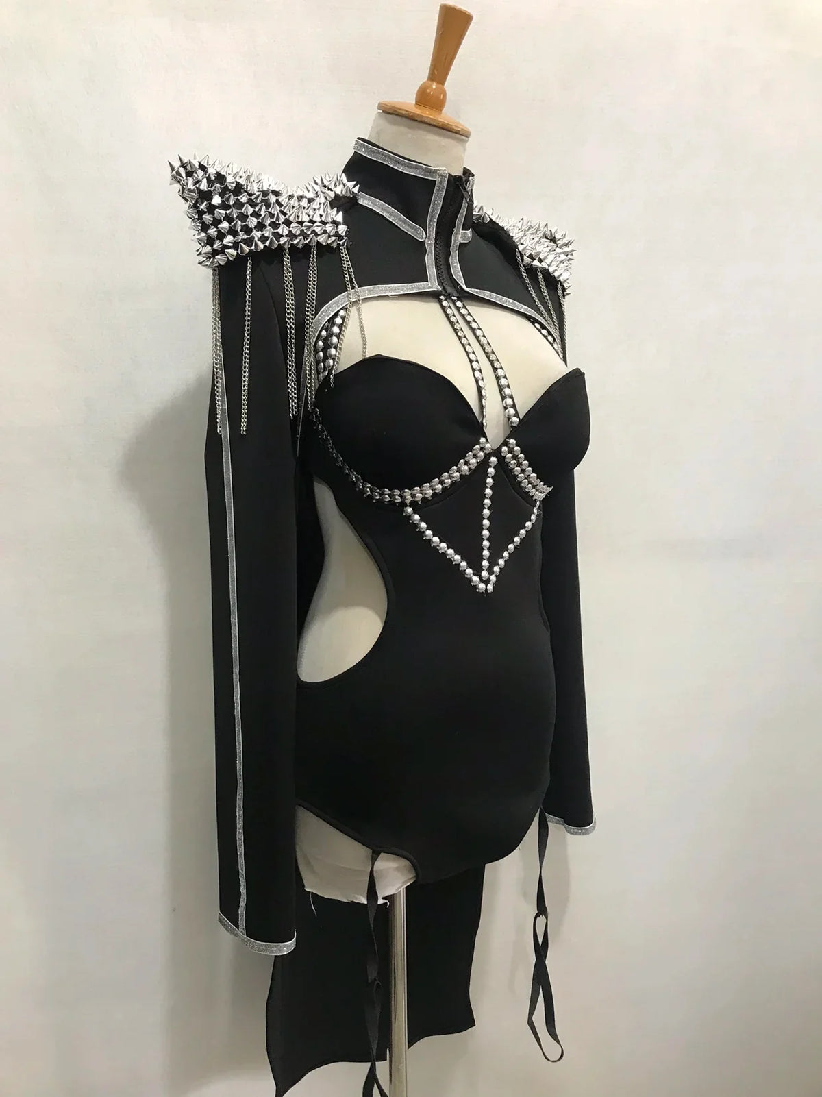 Rivet Chain Epaulet Bodysuit Set
