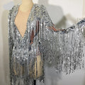 Rhinestone Sequin Fringe Festival Bodysuit