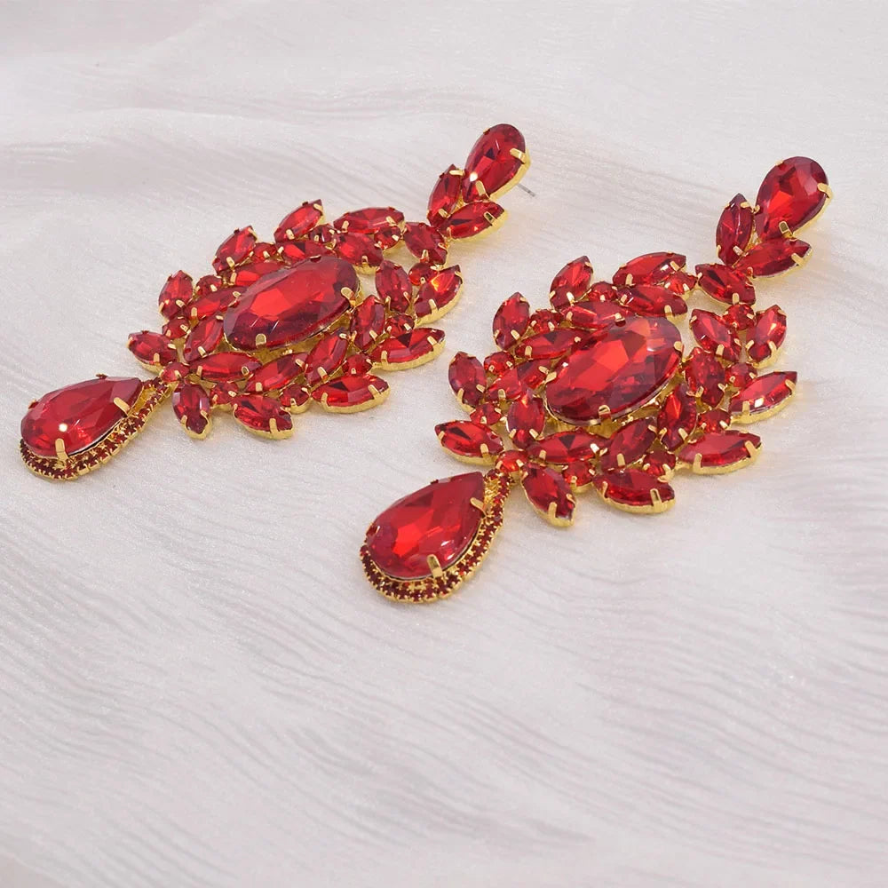 Oversized Glass Gemstone Drop Earrings | 4.7-Inch