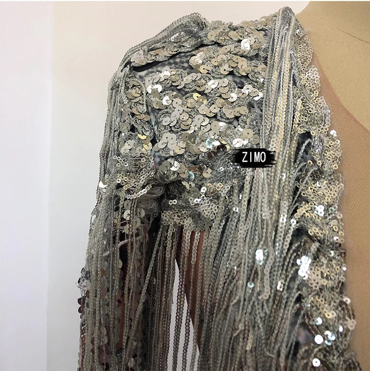 Rhinestone Sequin Fringe Festival Bodysuit