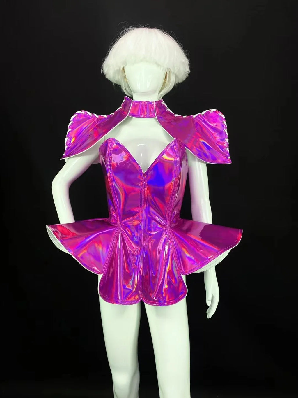 Futuristic Iridescent Rave Bodysuit