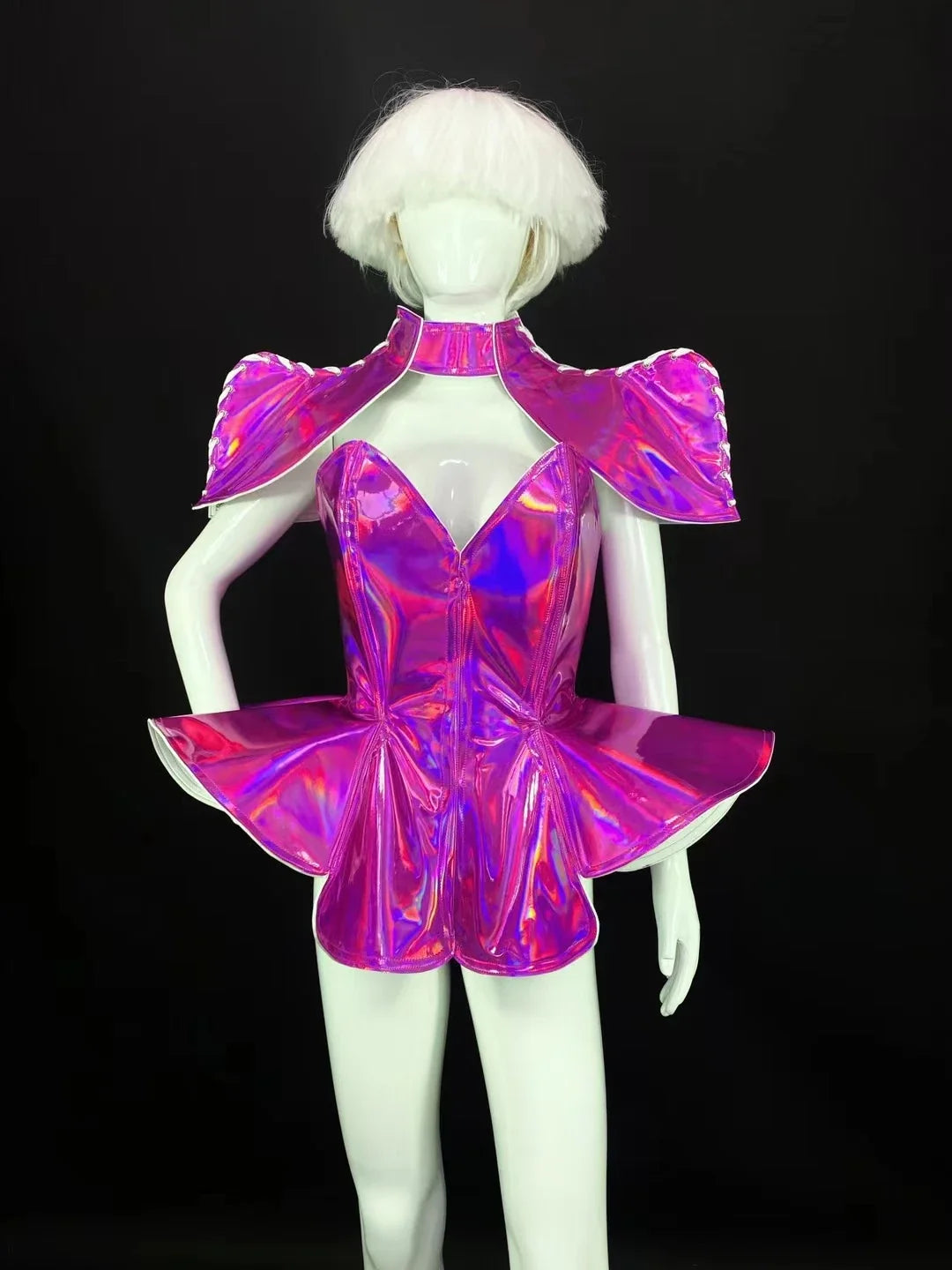 Futuristic Iridescent Rave Bodysuit
