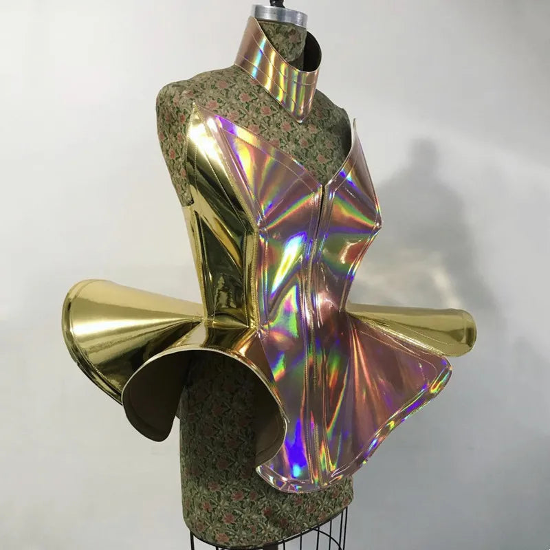 Futuristic Iridescent Rave Bodysuit