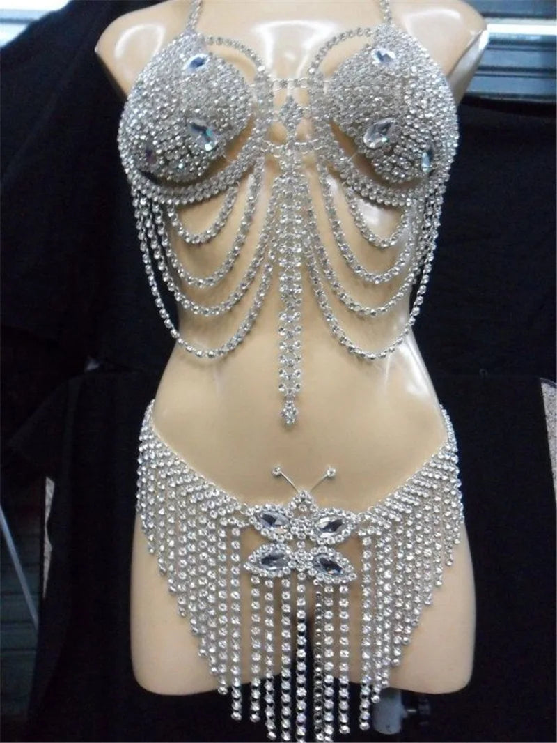 Crystal Tassel Body Chain Set