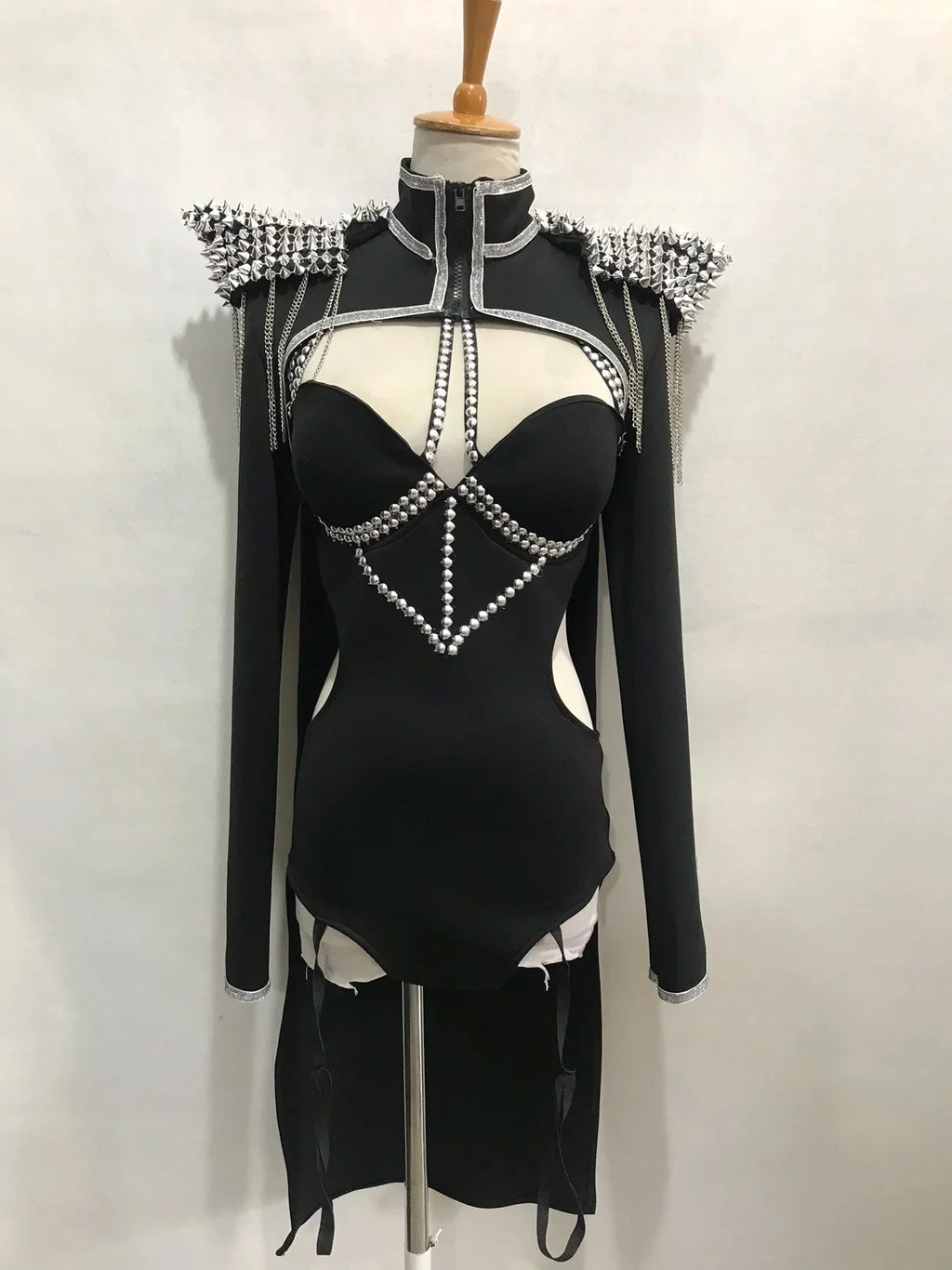 Rivet Chain Epaulet Bodysuit Set