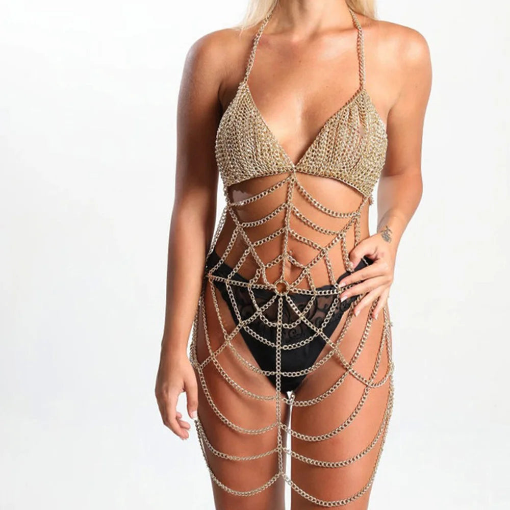 Spiderweb Crystal Body Chain Set