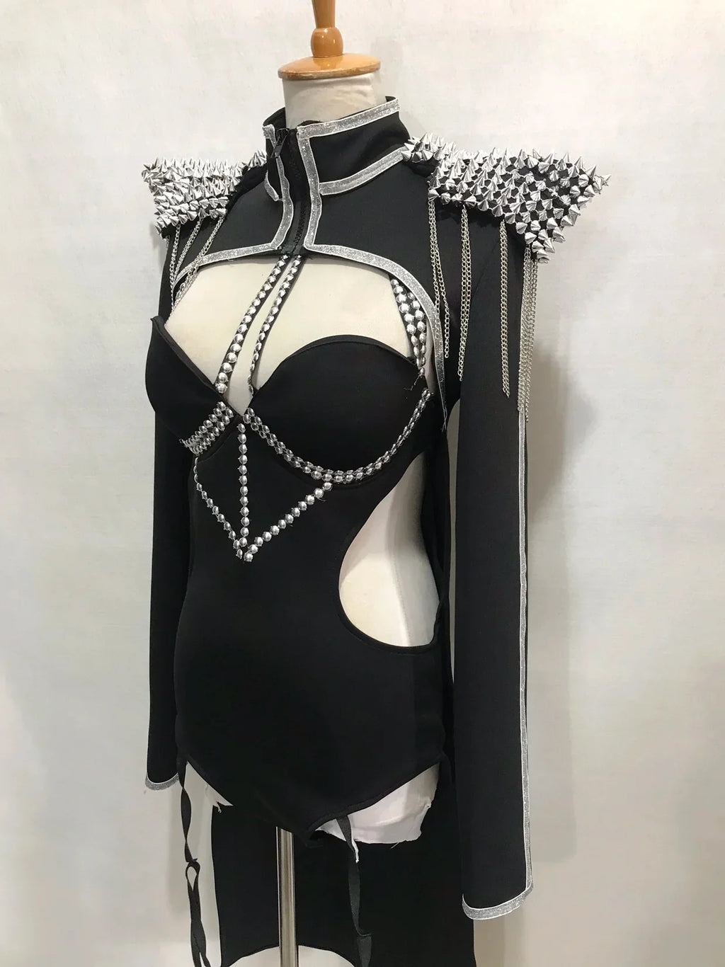 Rivet Chain Epaulet Bodysuit Set