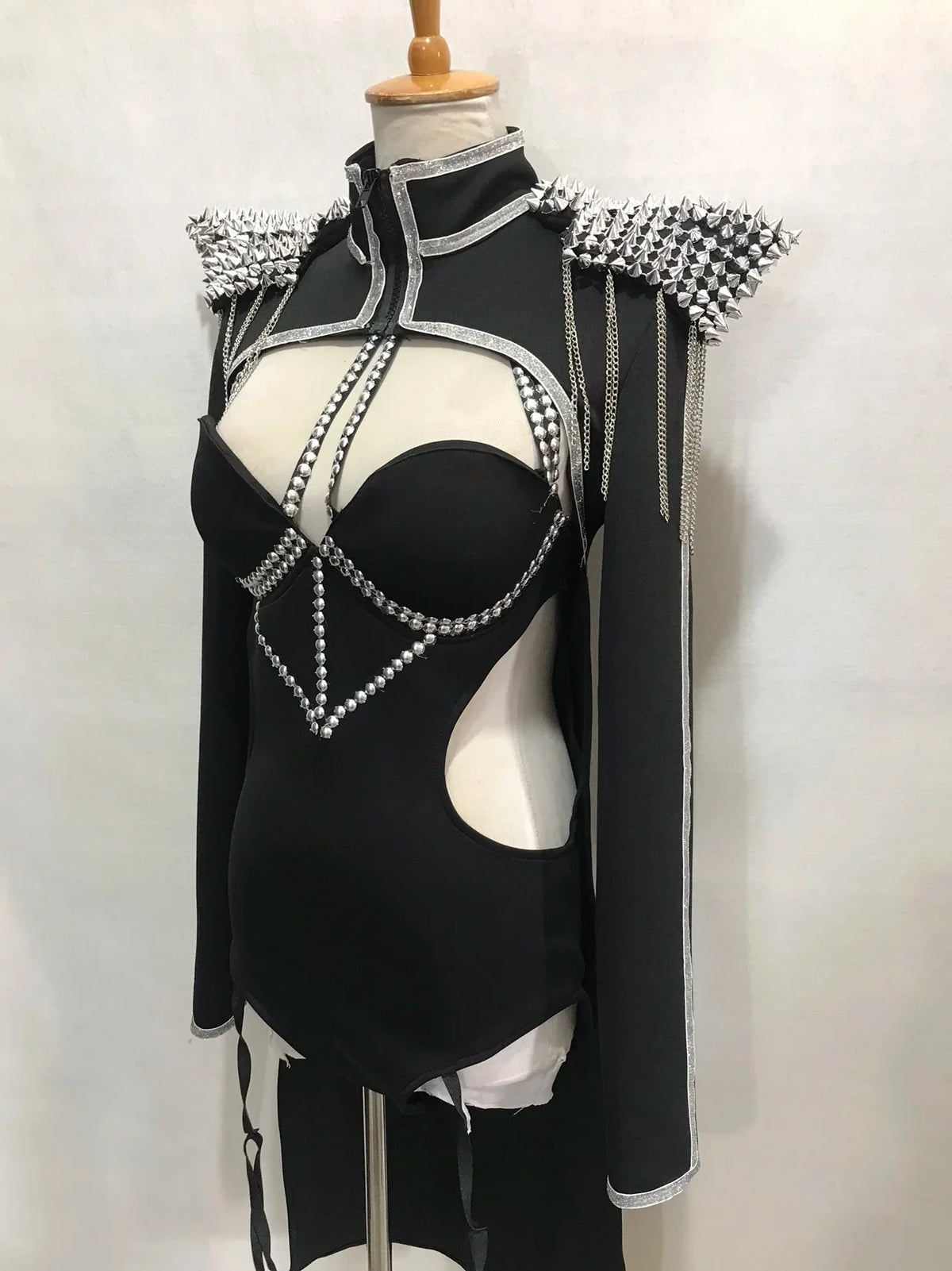 Rivet Chain Epaulet Bodysuit Set