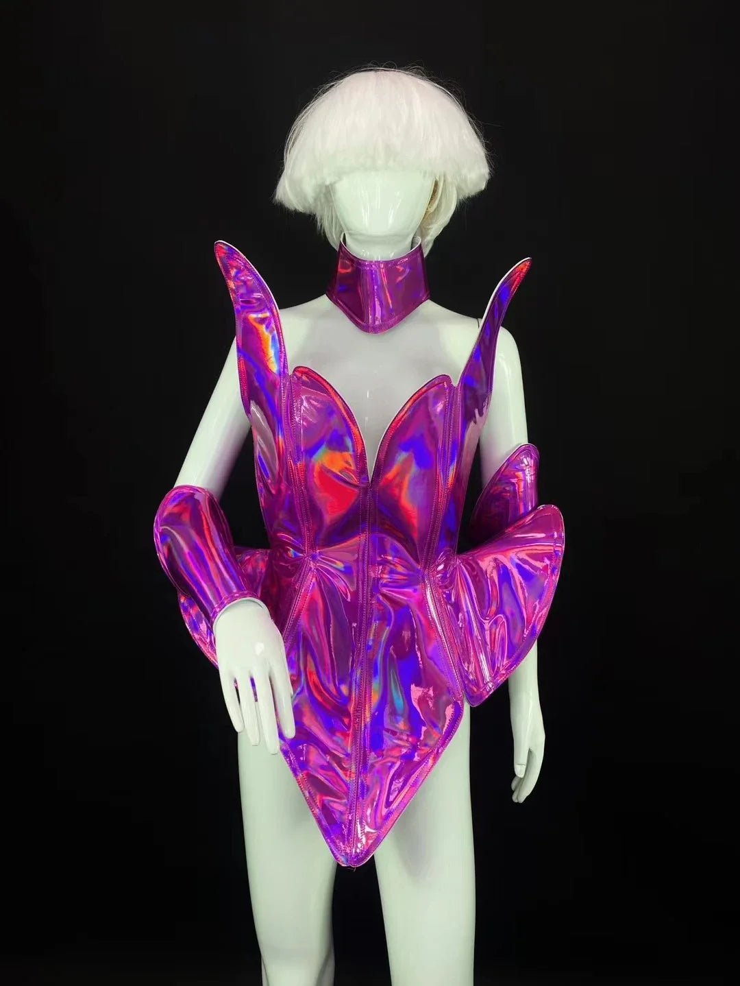 Futuristic Iridescent Rave Bodysuit
