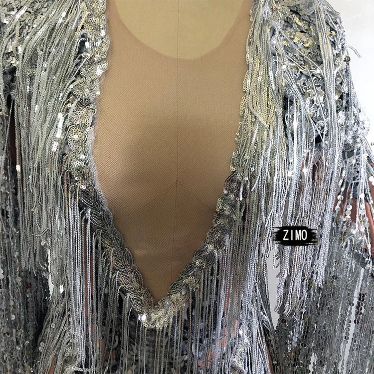 Rhinestone Sequin Fringe Festival Bodysuit