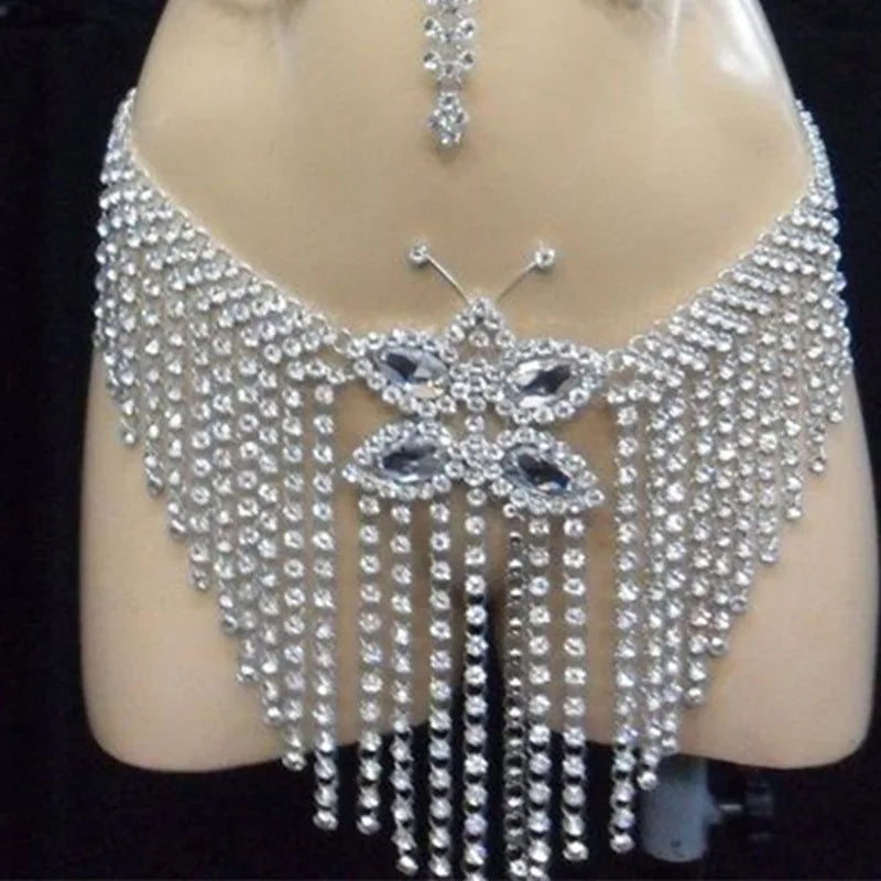 Crystal Tassel Body Chain Set