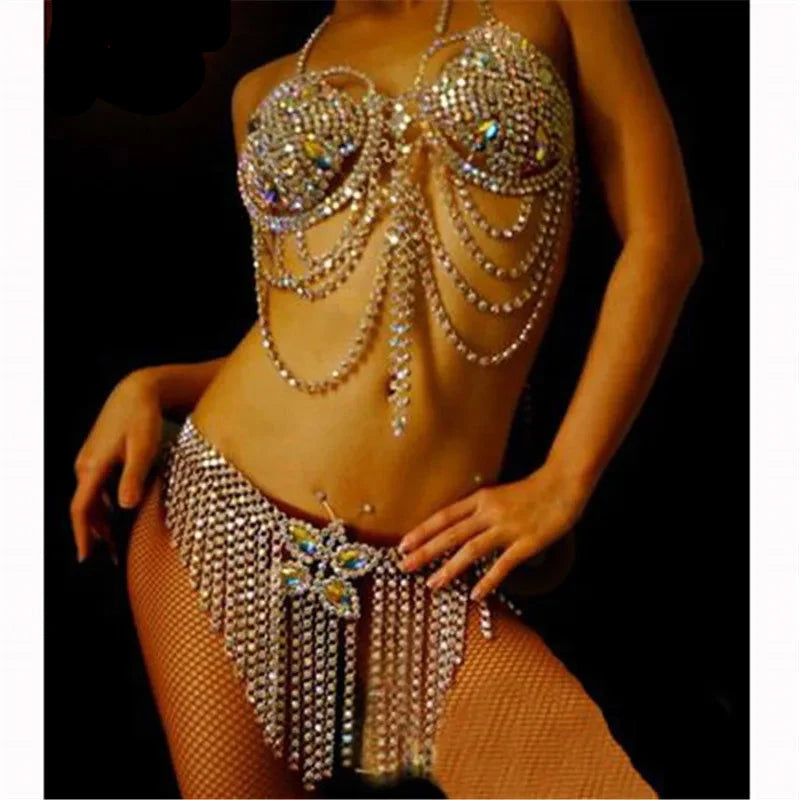 Crystal Tassel Body Chain Set
