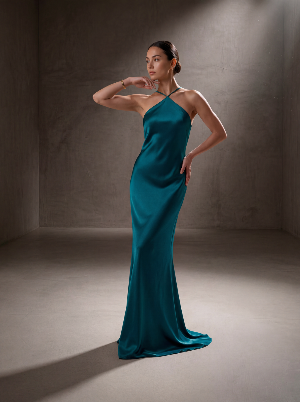 Silk Diamond Gown - Teal
