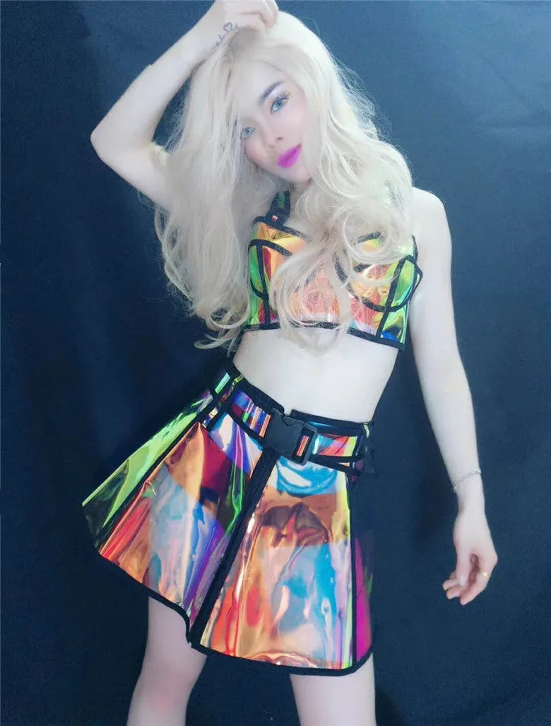 Iridescent Bra & Mini Skirt Set