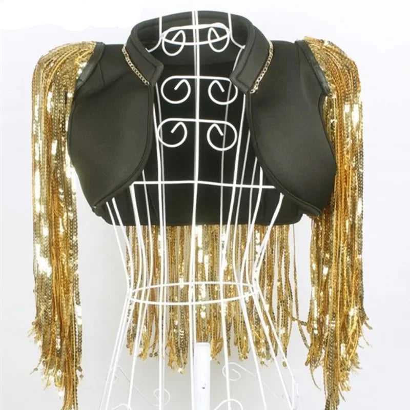Sequin Fringe Cropped Jacket