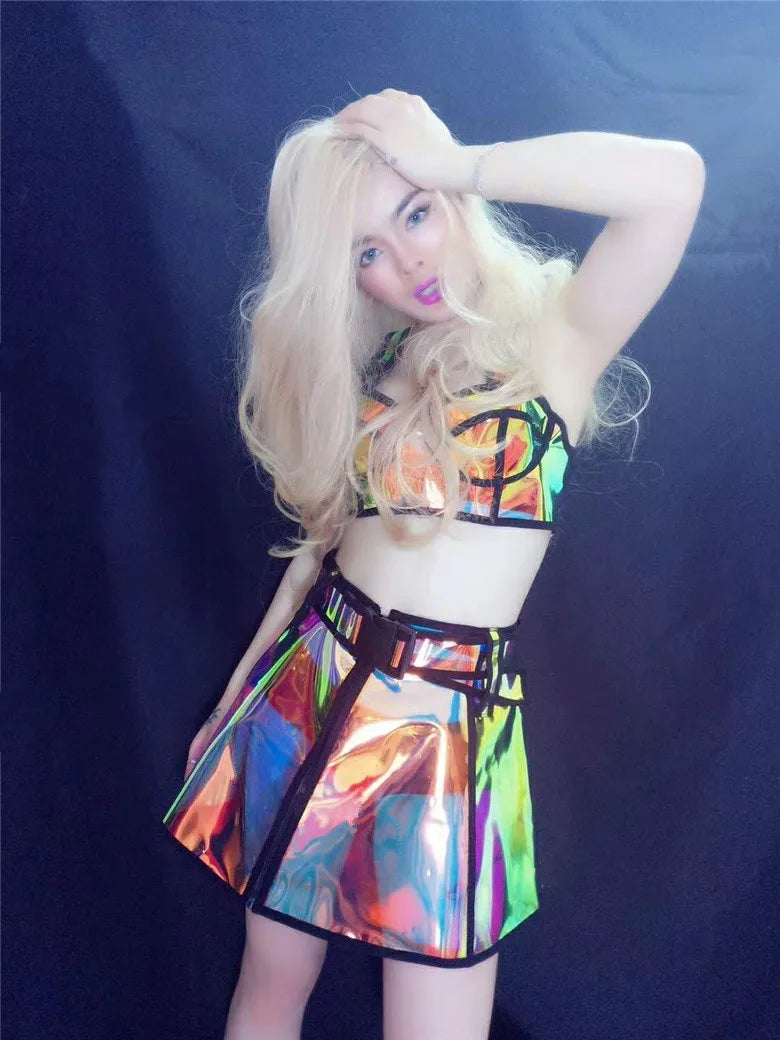 Iridescent Bra & Mini Skirt Set