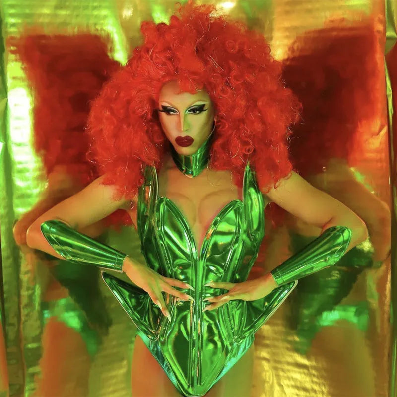 Futuristic Iridescent Rave Bodysuit