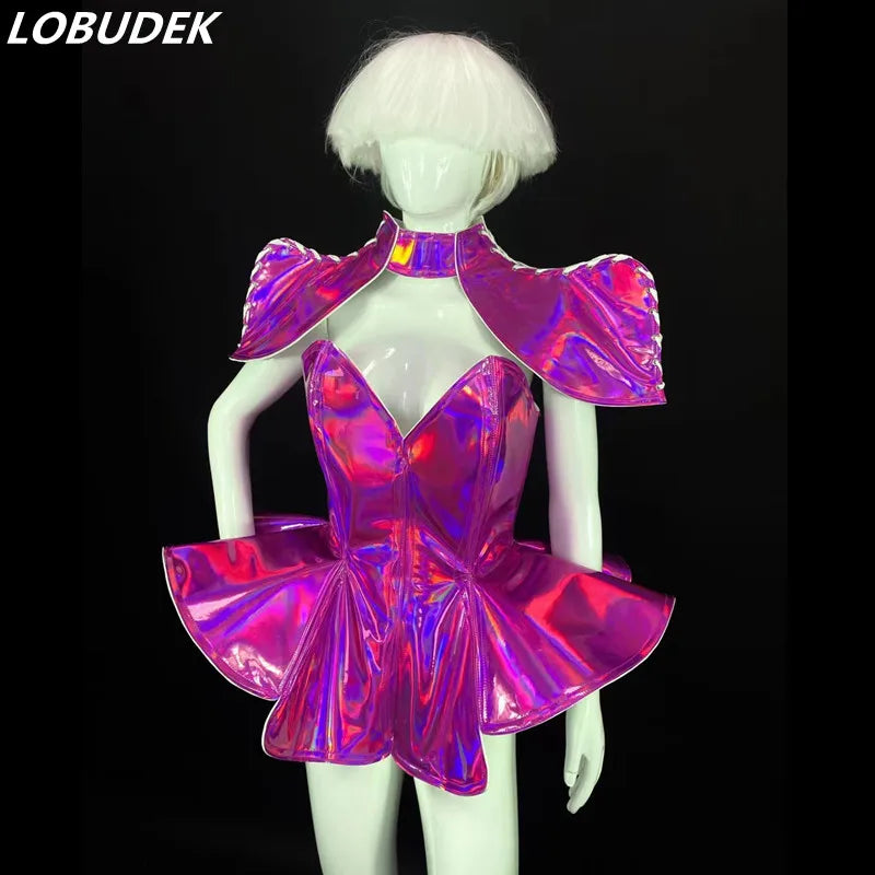 Futuristic Iridescent Rave Bodysuit