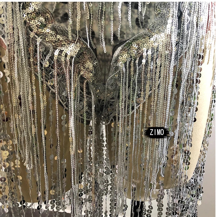 Rhinestone Sequin Fringe Festival Bodysuit