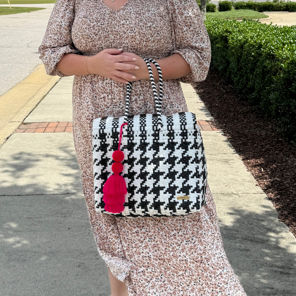 Black and White Houndstooth Día Handbag