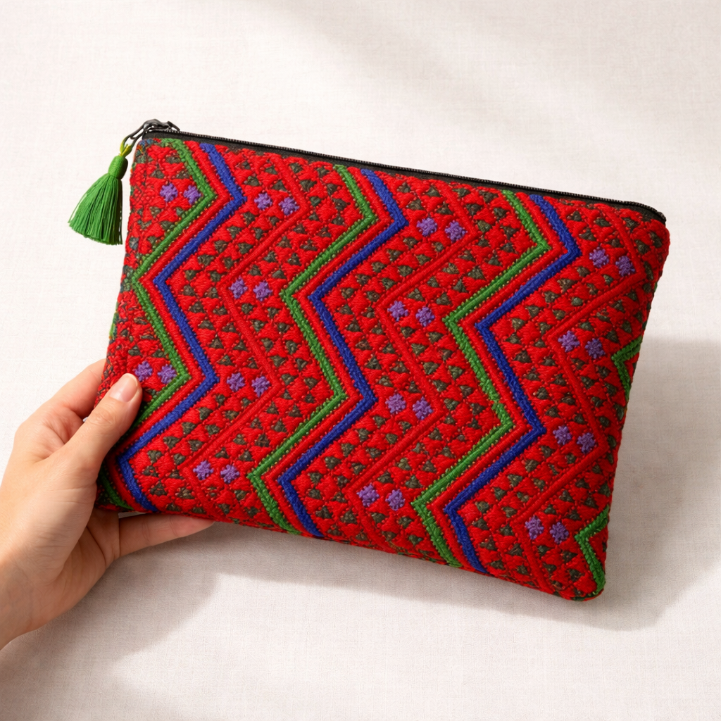 Maya Up-cycled Huipil Cosmetic One-of-a-Kind Bag (XL) - Guatemala