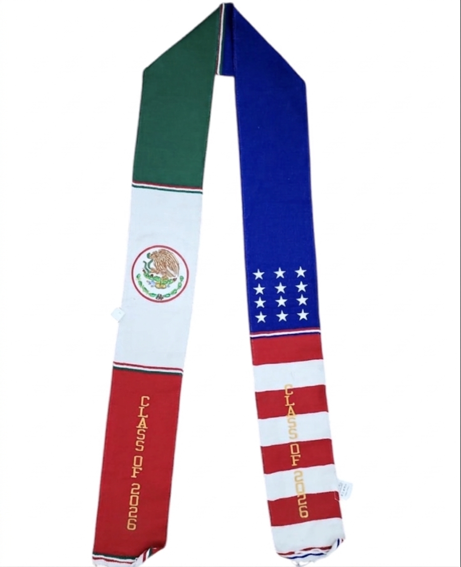 Mexico USA Embroidered Serape Graduation Stole Class of 2026