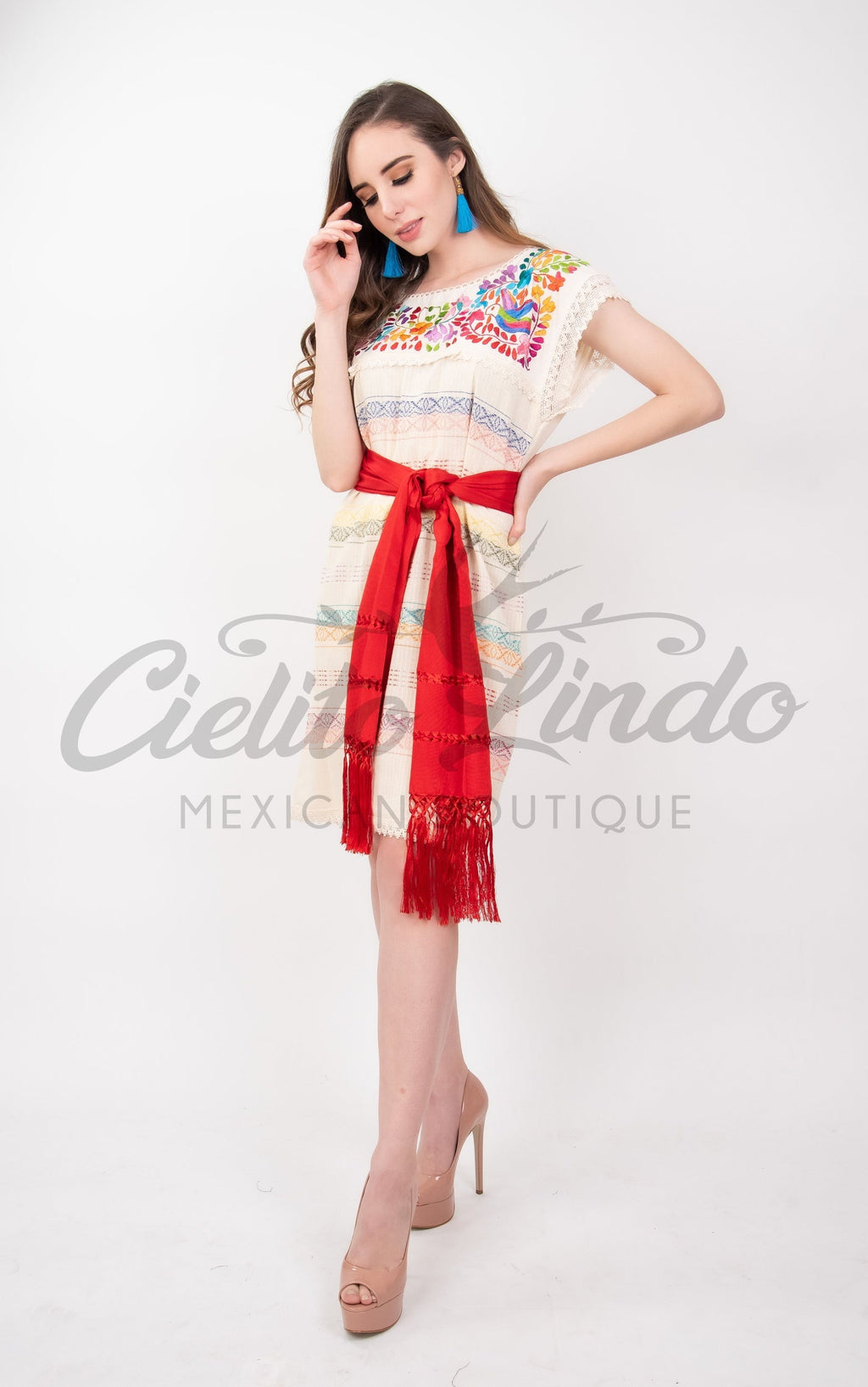 Oaxaca White Loomed Dress