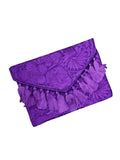 Mexican Embroidered Floral Clutch Bag Magenta