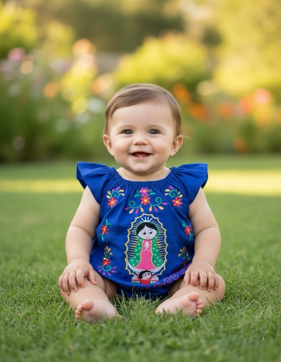 Guadalupe Ruffled Embroidered Onesie
