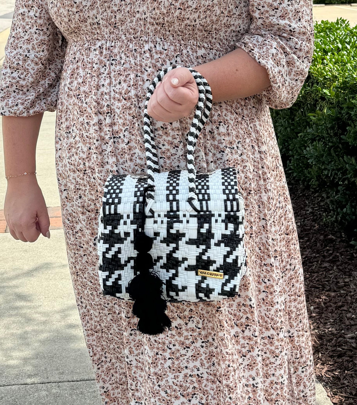 Black and White Houndstooth Mini Purse