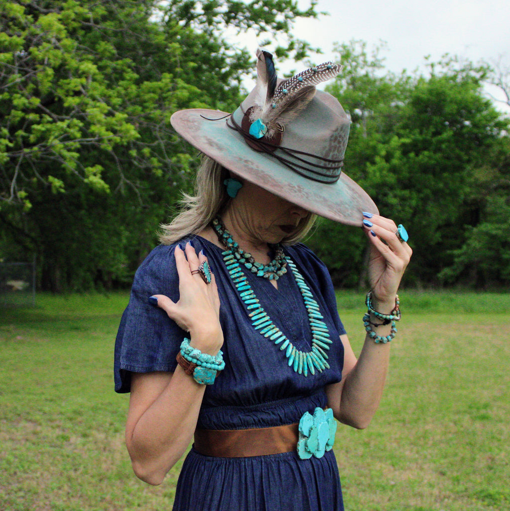 Hand-Painted Leopard Boho Western Cowgirl Hat & Band-Brown/Regalite 986t